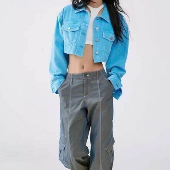 NWT Urban Outfitters BDG Carissa Cropped Corduroy Jacket in Blue XS - Picture 6 of 15